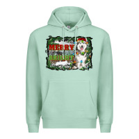 Seafoam merry and bright husky farm  background Premium Hoodie - RanaPortraitStore