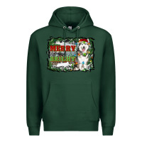 Sports Green merry and bright husky farm  background Premium Hoodie - RanaPortraitStore