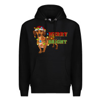 Black merry and bright dachshund Premium Hoodie - RanaPortraitStore