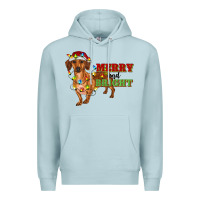 Blue Mist merry and bright dachshund Premium Hoodie - RanaPortraitStore