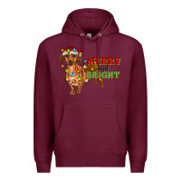 Burgundy merry and bright dachshund Premium Hoodie - RanaPortraitStore