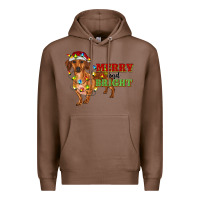 Chestnut merry and bright dachshund Premium Hoodie - RanaPortraitStore