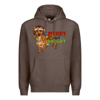 Coffee merry and bright dachshund Premium Hoodie - RanaPortraitStore
