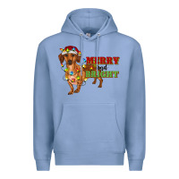 Colony Blue merry and bright dachshund Premium Hoodie - RanaPortraitStore