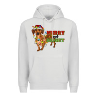 Dove Grey merry and bright dachshund Premium Hoodie - RanaPortraitStore