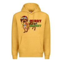 Mustard merry and bright dachshund Premium Hoodie - RanaPortraitStore
