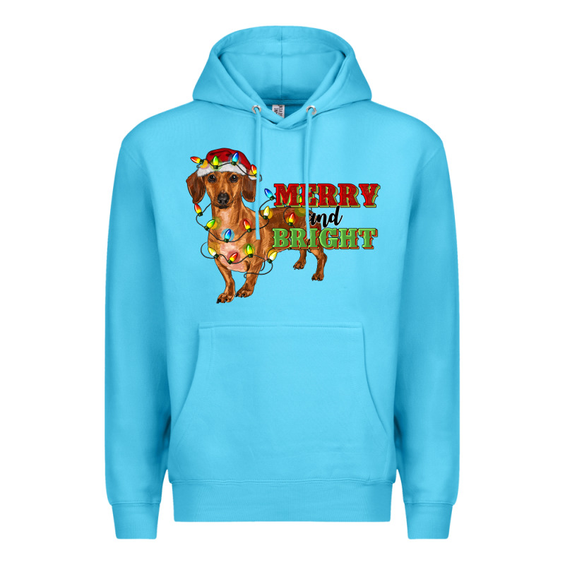 Merry And Bright Dachshund Premium Hoodie by RanaPortraitStore | Teevron