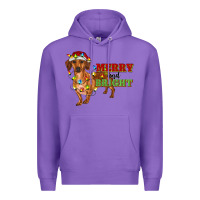 Purple merry and bright dachshund Premium Hoodie - RanaPortraitStore