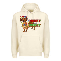 Sandshell merry and bright dachshund Premium Hoodie - RanaPortraitStore