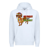 White merry and bright dachshund Premium Hoodie - RanaPortraitStore