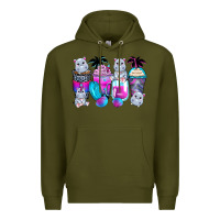 Army Green hippopotamus coffee cups Premium Hoodie - Zillion Design Studio