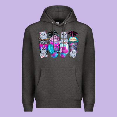 Hippopotamus Coffee Cups Premium Hoodie Designed By Zillion Design Studio