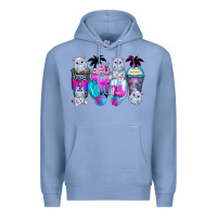 Colony Blue hippopotamus coffee cups Premium Hoodie - Zillion Design Studio