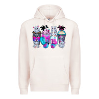 Pale Pink hippopotamus coffee cups Premium Hoodie - Zillion Design Studio