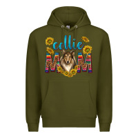 Army Green western collie mom Premium Hoodie - texasbilliewilder