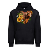 Black brahman bull with sunflowers Urban Hoodie - RanaPortraitStore