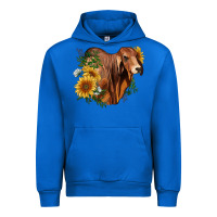 Cobalt brahman bull with sunflowers Urban Hoodie - RanaPortraitStore