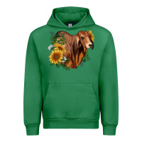 Emerald brahman bull with sunflowers Urban Hoodie - RanaPortraitStore