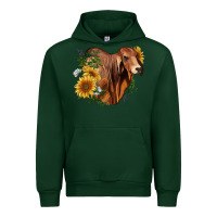 Forest Green brahman bull with sunflowers Urban Hoodie - RanaPortraitStore