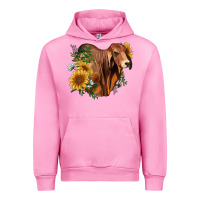 Fuchsia Pink brahman bull with sunflowers Urban Hoodie - RanaPortraitStore