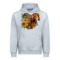 Heather Grey brahman bull with sunflowers Urban Hoodie - RanaPortraitStore