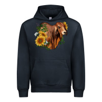 Navy brahman bull with sunflowers Urban Hoodie - RanaPortraitStore