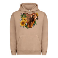 Pigment Burro brahman bull with sunflowers Urban Hoodie - RanaPortraitStore