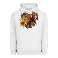 Pigment Lunar Rock brahman bull with sunflowers Urban Hoodie - RanaPortraitStore