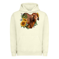 Pigment Pistachio brahman bull with sunflowers Urban Hoodie - RanaPortraitStore