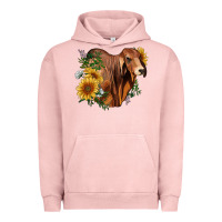 Pigment Salmon brahman bull with sunflowers Urban Hoodie - RanaPortraitStore