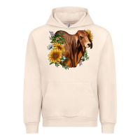 Sandshell brahman bull with sunflowers Urban Hoodie - RanaPortraitStore
