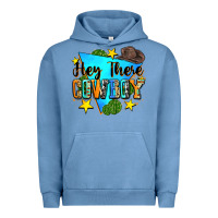 Pigment Pebble Blue hey there cowboy Urban Hoodie - Zillion Design Studio
