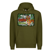 Army Green merry and bright  dachshund with farm Premium Hoodie - RanaPortraitStore