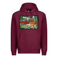 Burgundy merry and bright  dachshund with farm Premium Hoodie - RanaPortraitStore