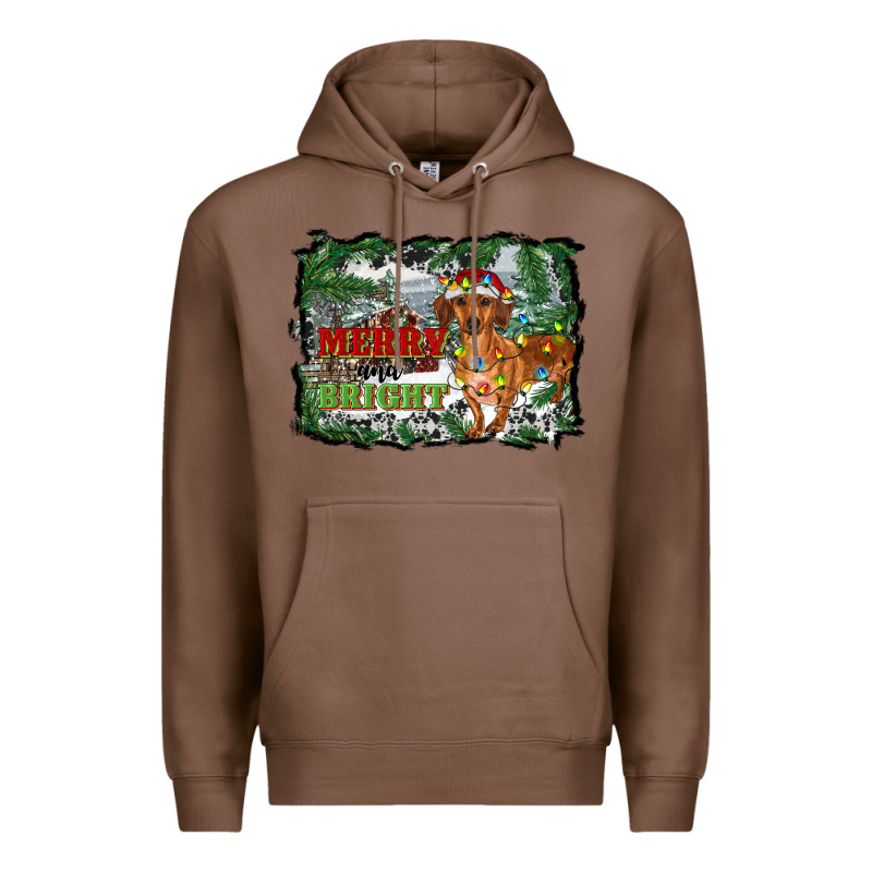 Merry And Bright  Dachshund With Farm Premium Hoodie by RanaPortraitStore | Teevron