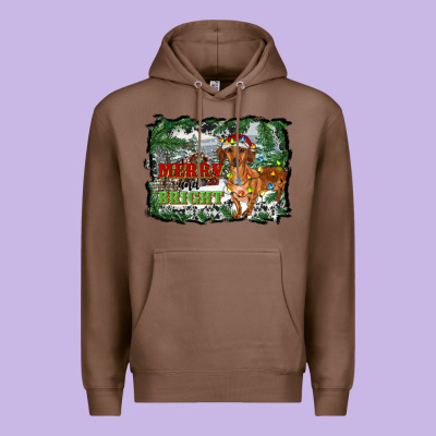 Merry And Bright  Dachshund With Farm Premium Hoodie Designed By Ranaportraitstore