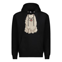 Black white pomeranian Premium Hoodie - RanaPortraitStore