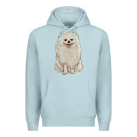 Blue Mist white pomeranian Premium Hoodie - RanaPortraitStore