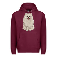 Burgundy white pomeranian Premium Hoodie - RanaPortraitStore