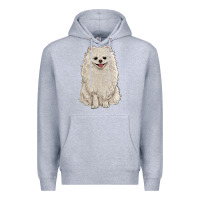 Heather Grey white pomeranian Premium Hoodie - RanaPortraitStore