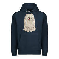 Navy white pomeranian Premium Hoodie - RanaPortraitStore