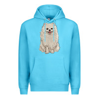 Ocean Blue white pomeranian Premium Hoodie - RanaPortraitStore