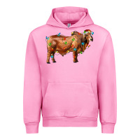Fuchsia Pink brahman bull with christmas lights Urban Hoodie - RanaPortraitStore