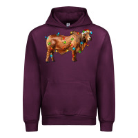 Mauve Wine brahman bull with christmas lights Urban Hoodie - RanaPortraitStore