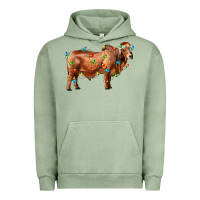 Pigment Oil Green brahman bull with christmas lights Urban Hoodie - RanaPortraitStore