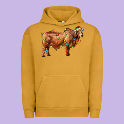 Brahman Bull With Christmas Lights Urban Hoodie Designed By Ranaportraitstore