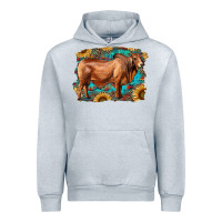 Heather Grey brahman bull with aztec sunflower and leopard background Urban Hoodie - RanaPortraitStore