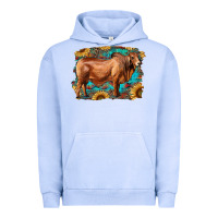 Pigment Grape Ice brahman bull with aztec sunflower and leopard background Urban Hoodie - RanaPortraitStore