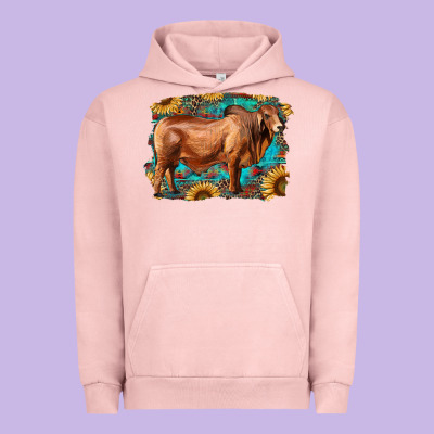 Brahman Bull With Aztec Sunflower And Leopard Background Urban Hoodie Designed By Ranaportraitstore
