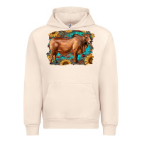 Sandshell brahman bull with aztec sunflower and leopard background Urban Hoodie - RanaPortraitStore